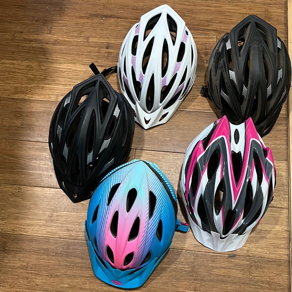Gently used bike helmets